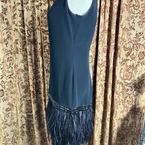 Vtg Albert Nipon Nightsfor Bergdorf  Formal Little Black Dress Feathers READ - Picture 2 of 11